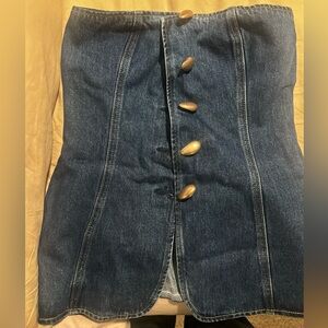 Meshki Dark Blue Strapless Top